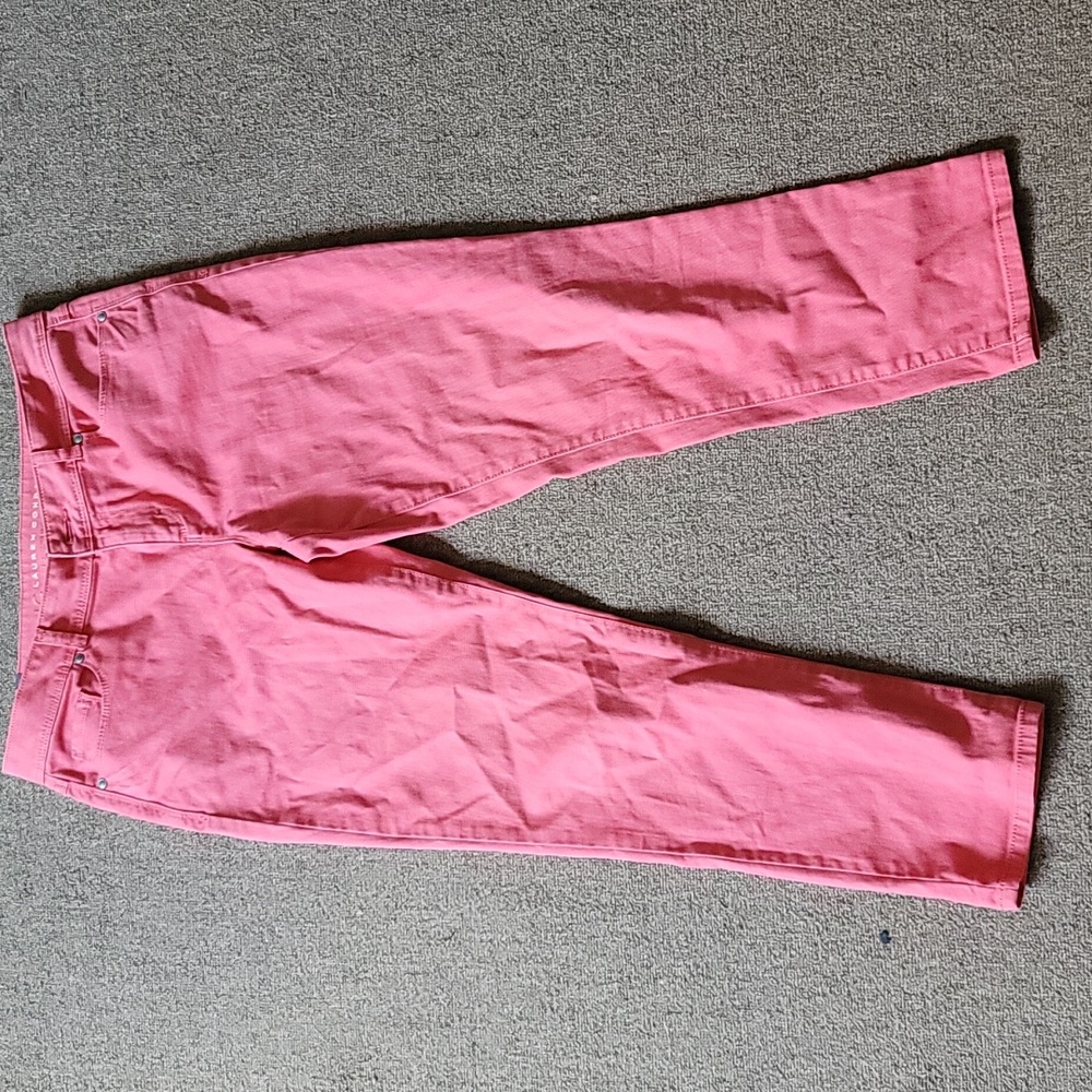 Lauren Conrad size 12 peachy pink pants (has a stretch to it)!